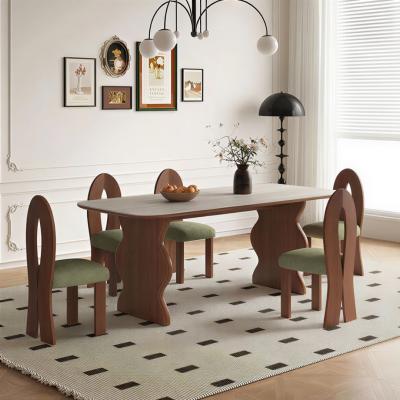 Wave Solid Jati table set Model